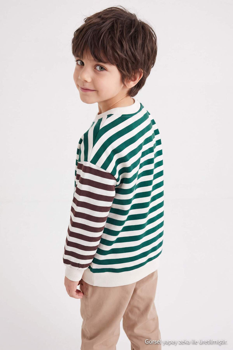 Boys' Green Striped Sweatshirt