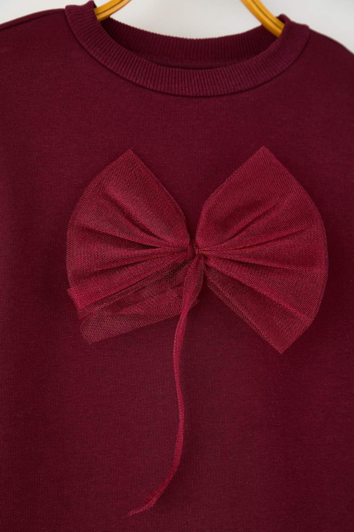 Girls' Powder Pink Bow Fleece-Lined Sweatshirt
