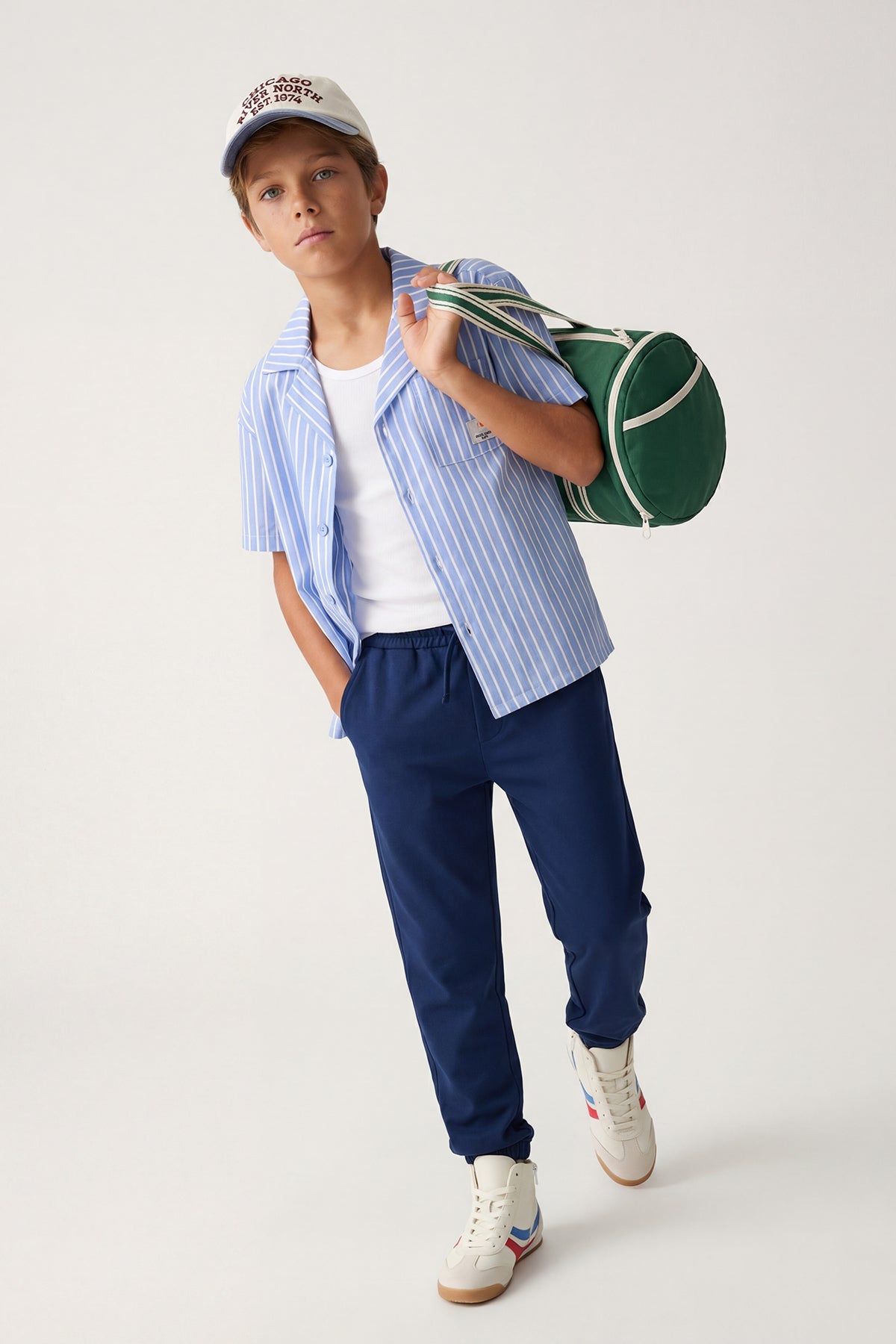 Boys' Blue Striped Short-Sleeve Shirt & Trousers Set