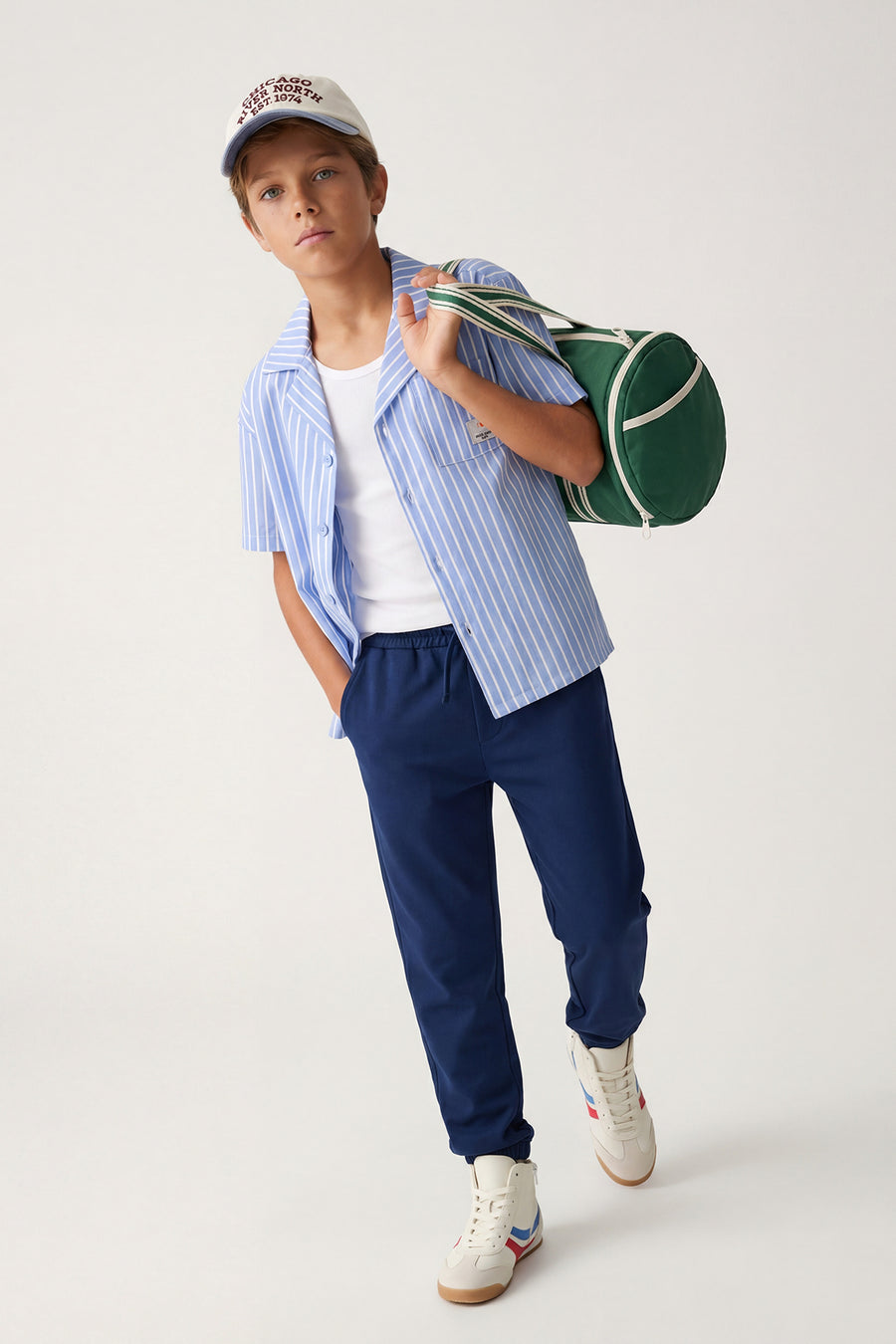 Boys' Blue Striped Short-Sleeve Shirt & Trousers Set