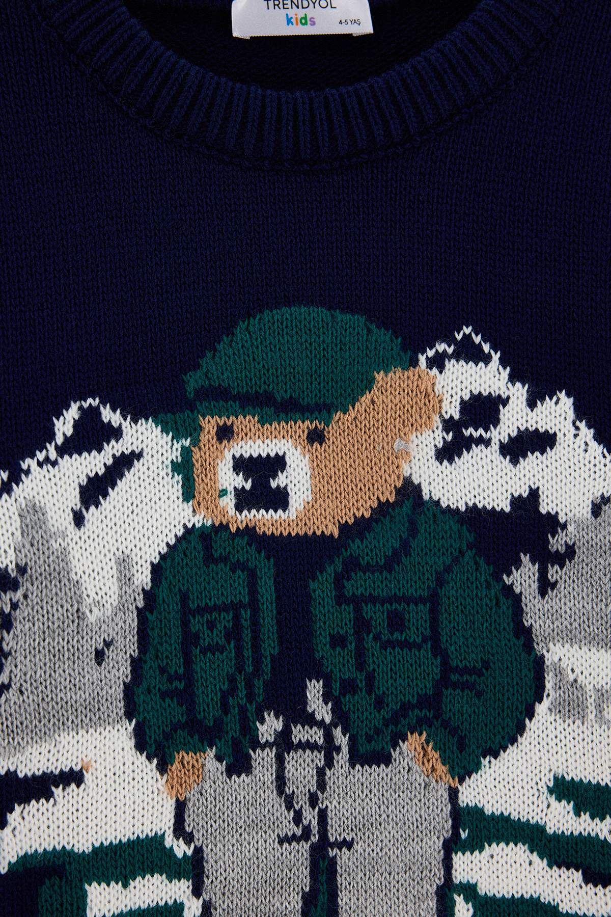 Boys' Navy Bear-Motif Knit Jumper