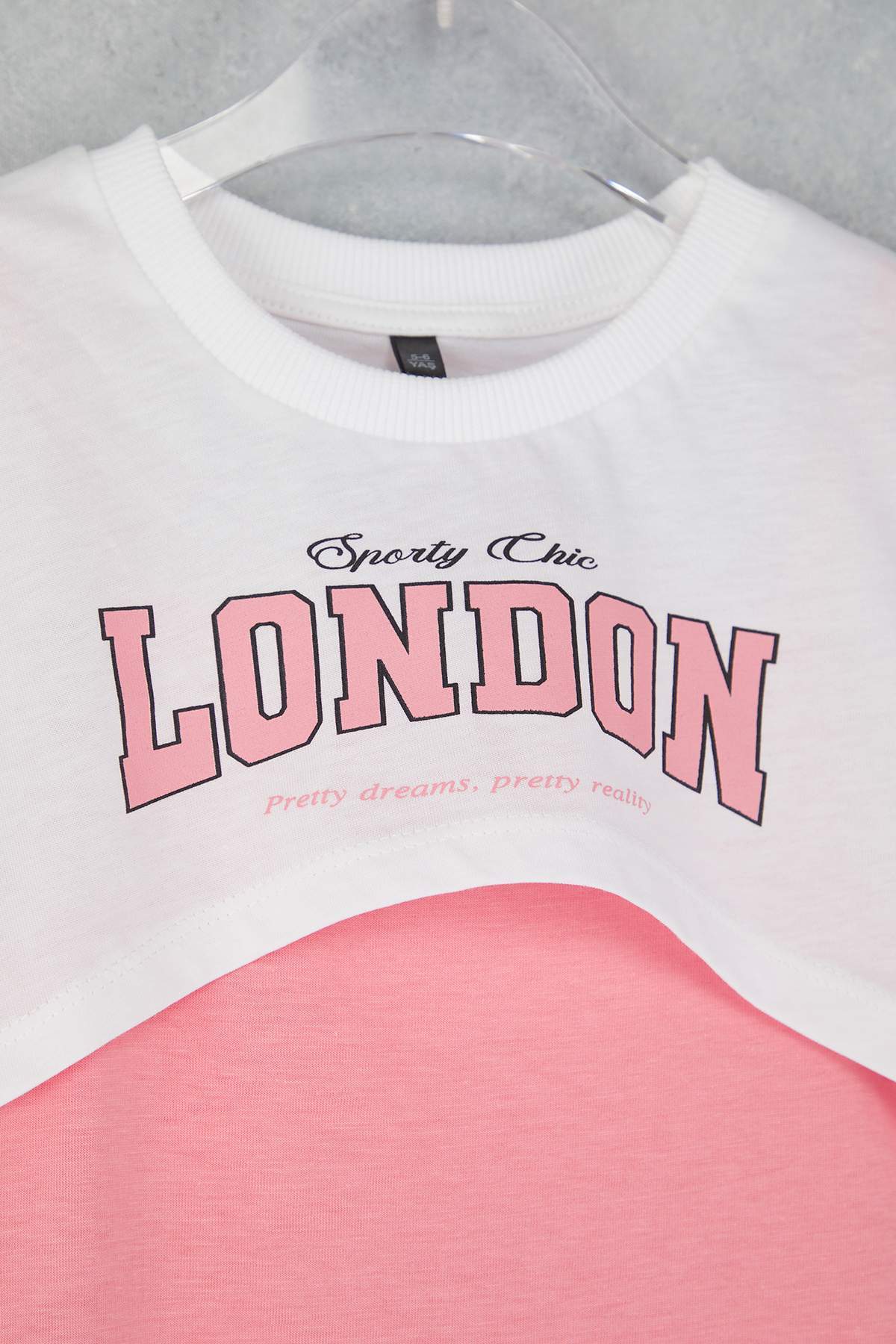 Girls' Pink Slogan-Print Cotton Jersey Dress