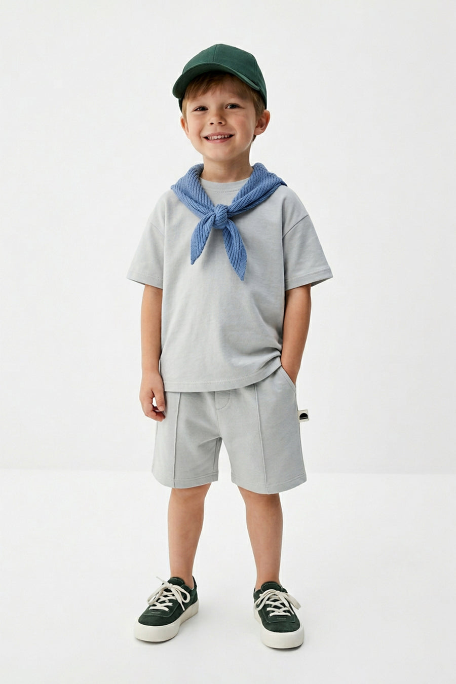 Boys' Grey Plain Two-Piece Set