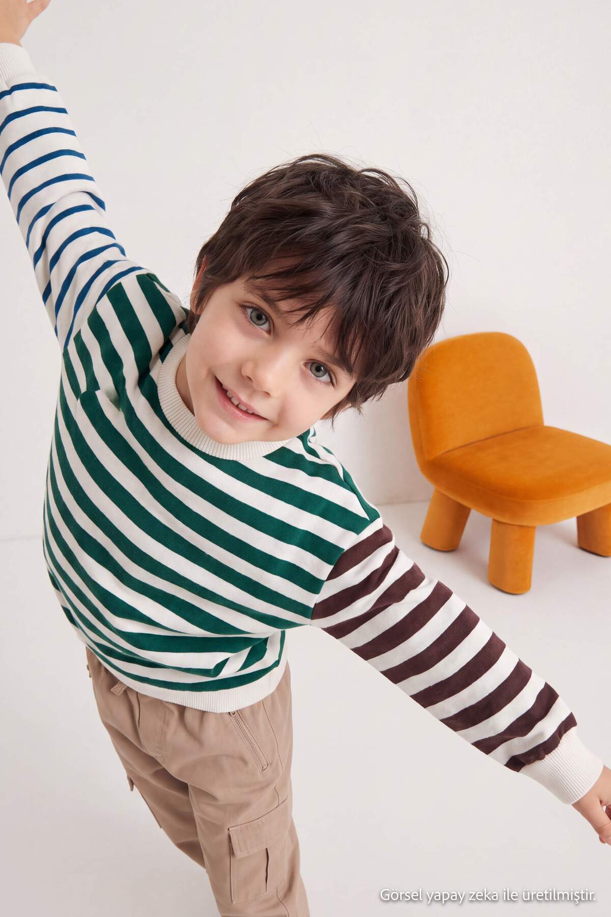 Boys' Green Striped Sweatshirt