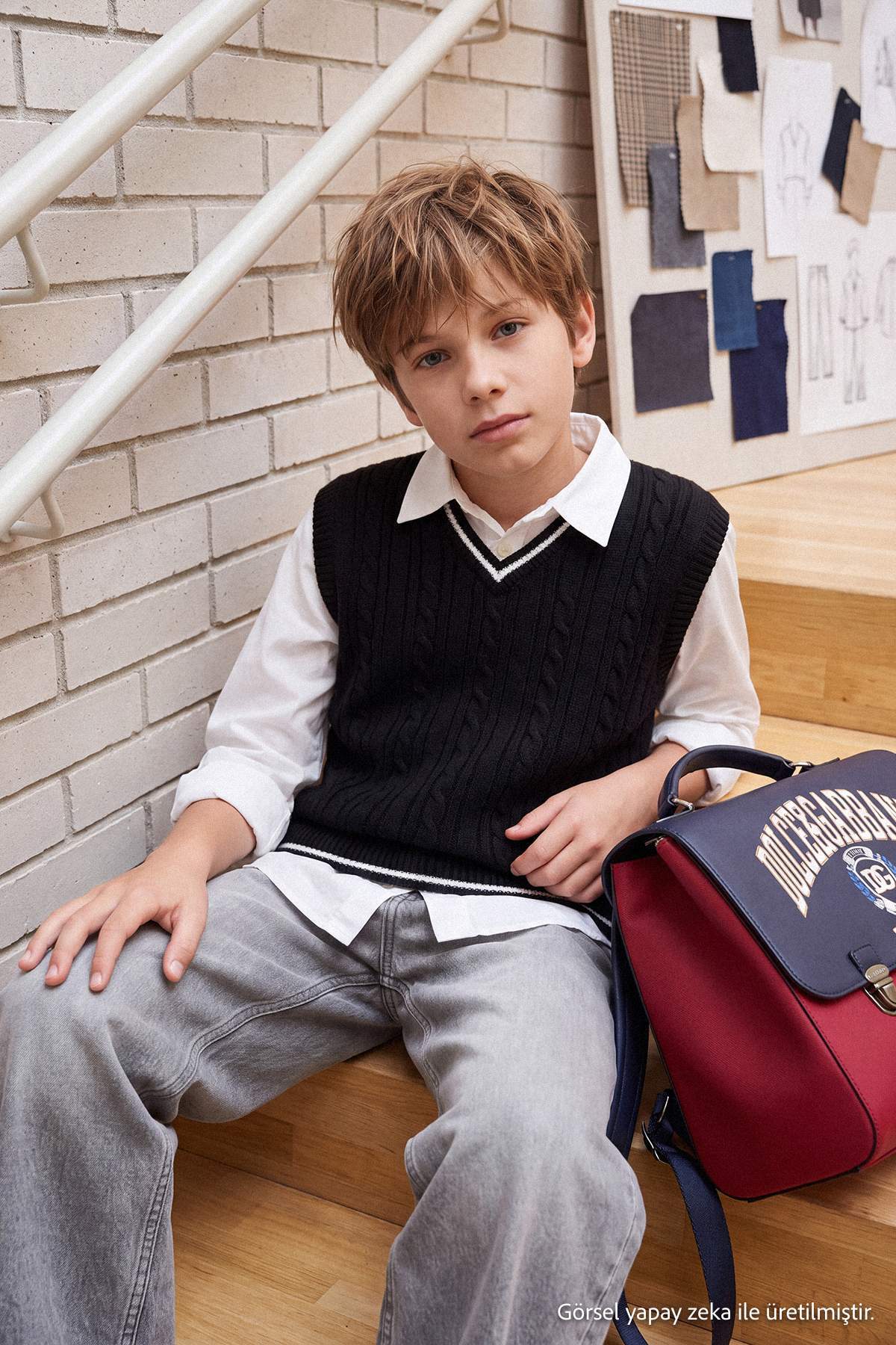 Boys' Black V-Neck School Sweater Vest