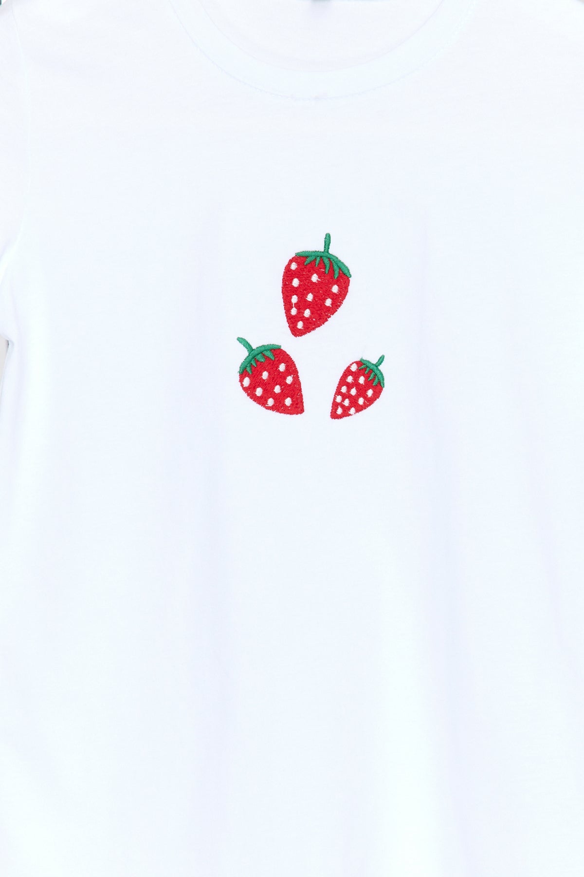 Girls' White Mini Strawberry Cotton T-Shirt