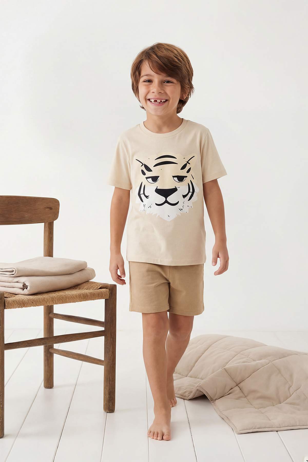 Boys' Beige Pyjama Set