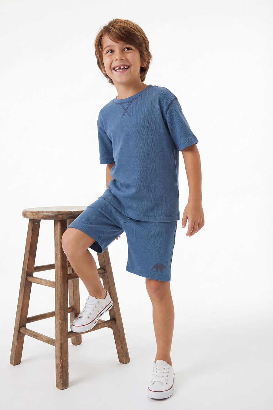 Boys' Indigo Basic Cotton T-Shirt & Shorts Set