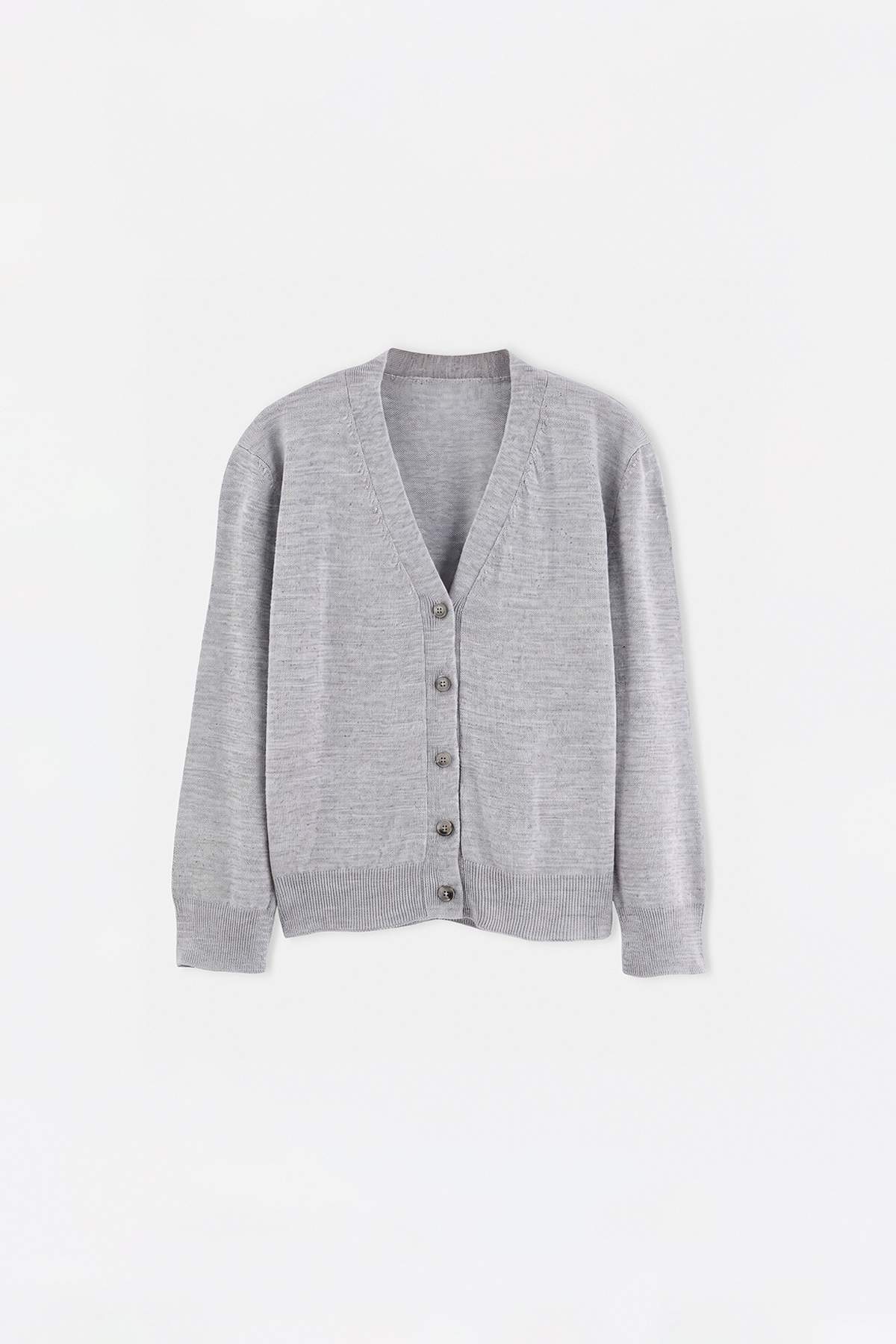 Boys' Grey V-Neck School Knit Cardigan