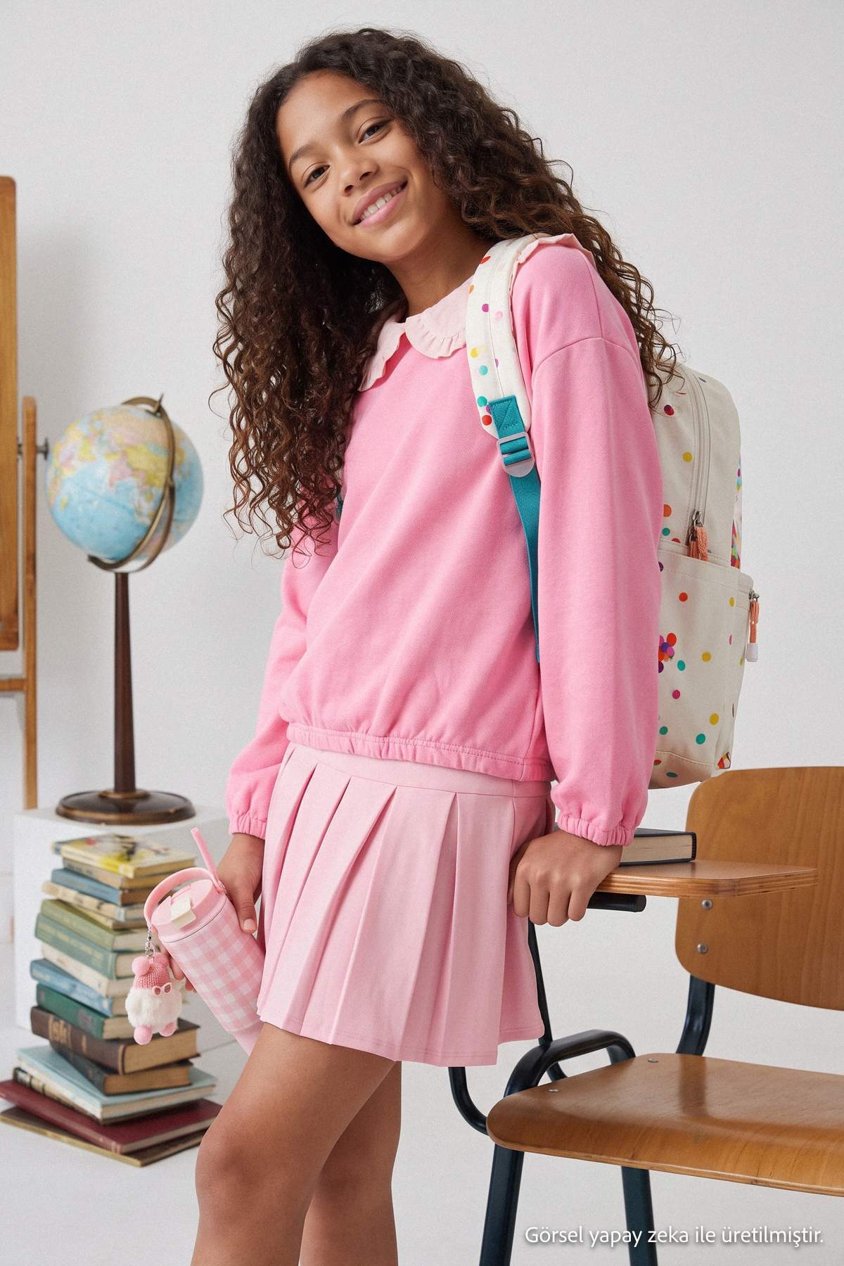 Girls' Cotton Peter Pan Collar Sweatshirt