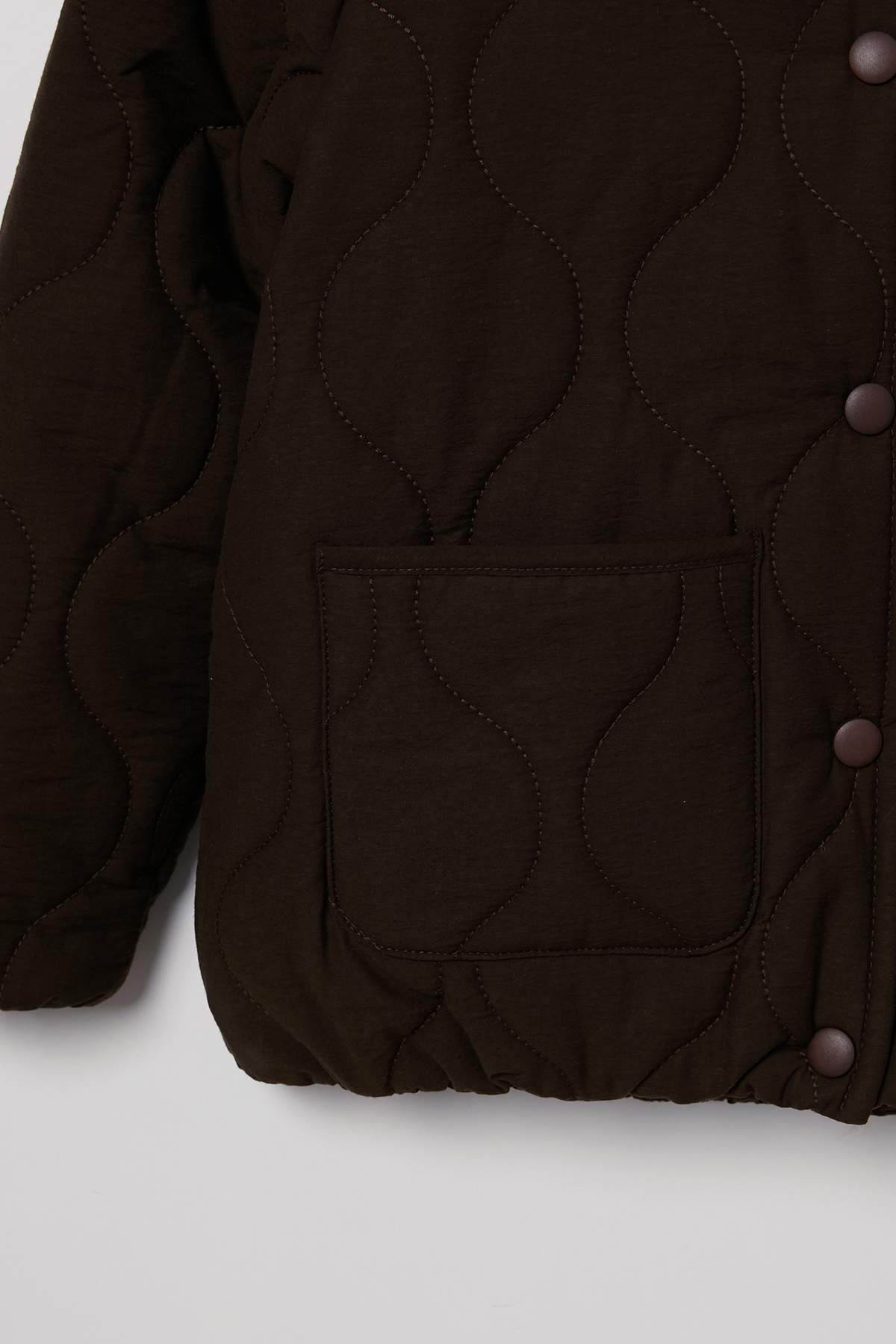 Girls' Brown Quilted Hooded Jacket