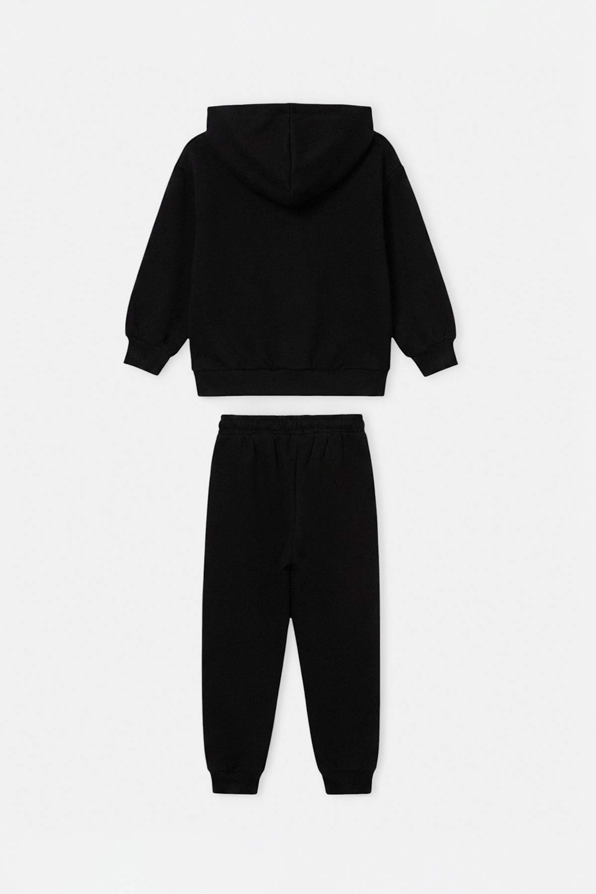 Girls' Black Fleece-Lined Hoodie & Jogger Set