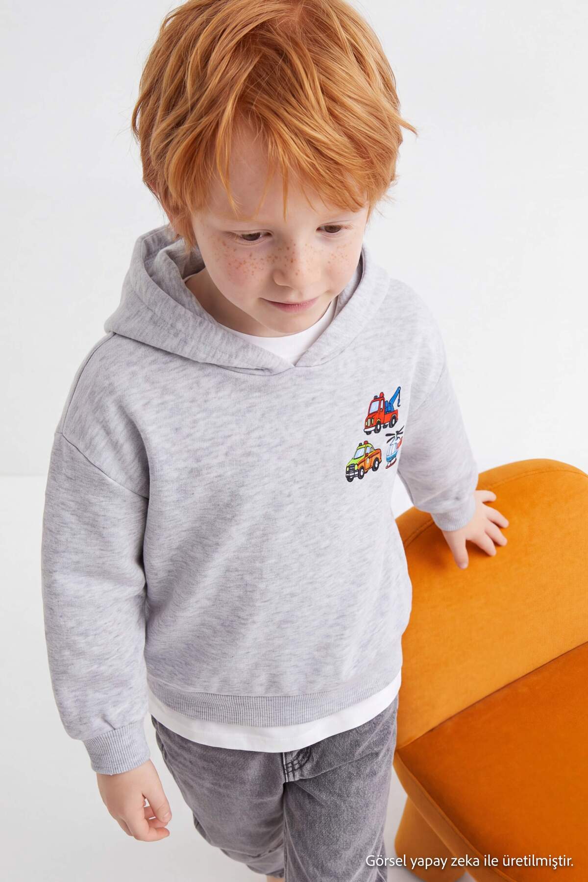 Boys' Car-Print Marl Hoodie
