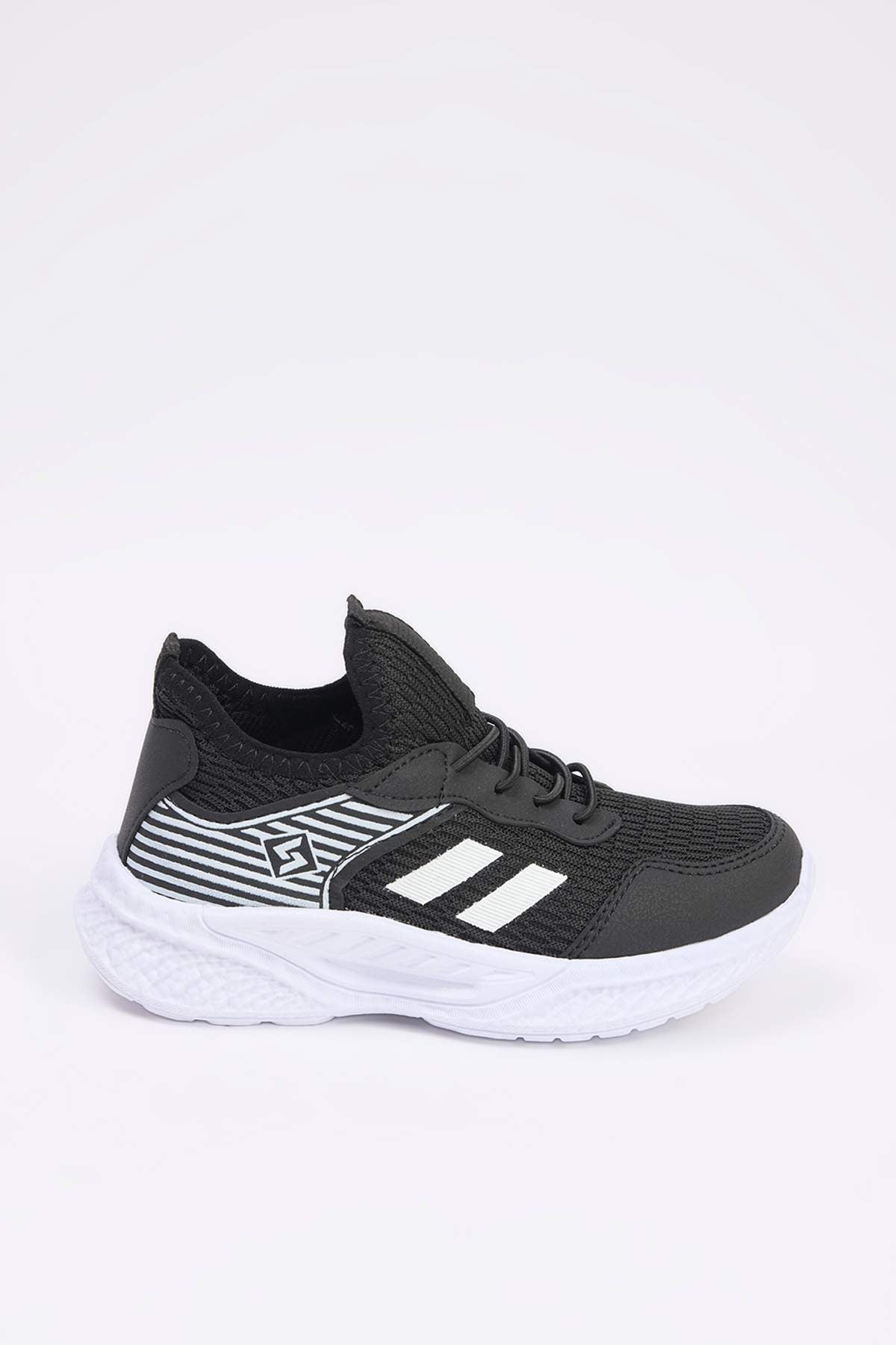 Girls' Black Easy-On Elastic-Lace Sneakers