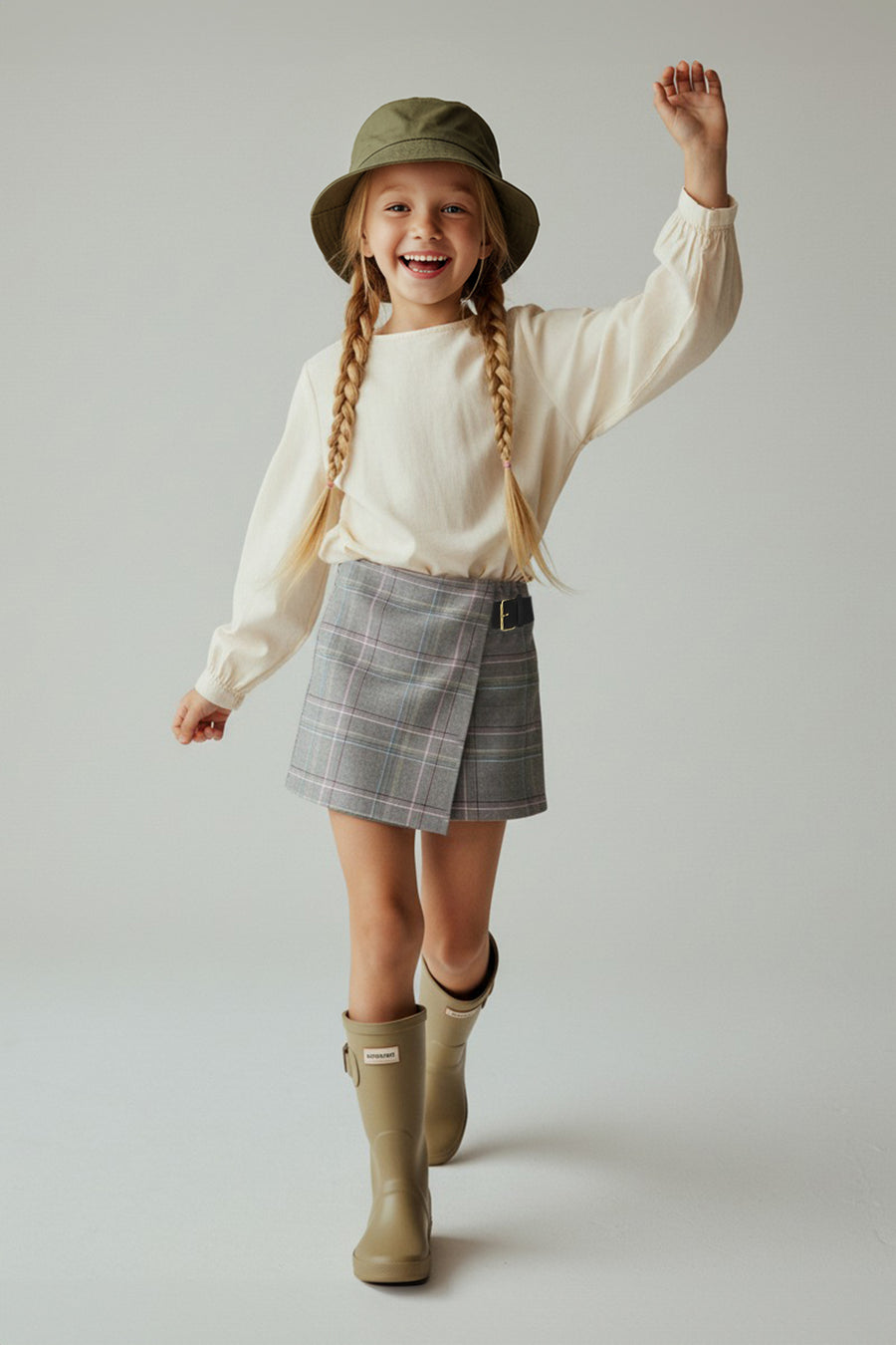 Girls' Stone Belted Check Skort