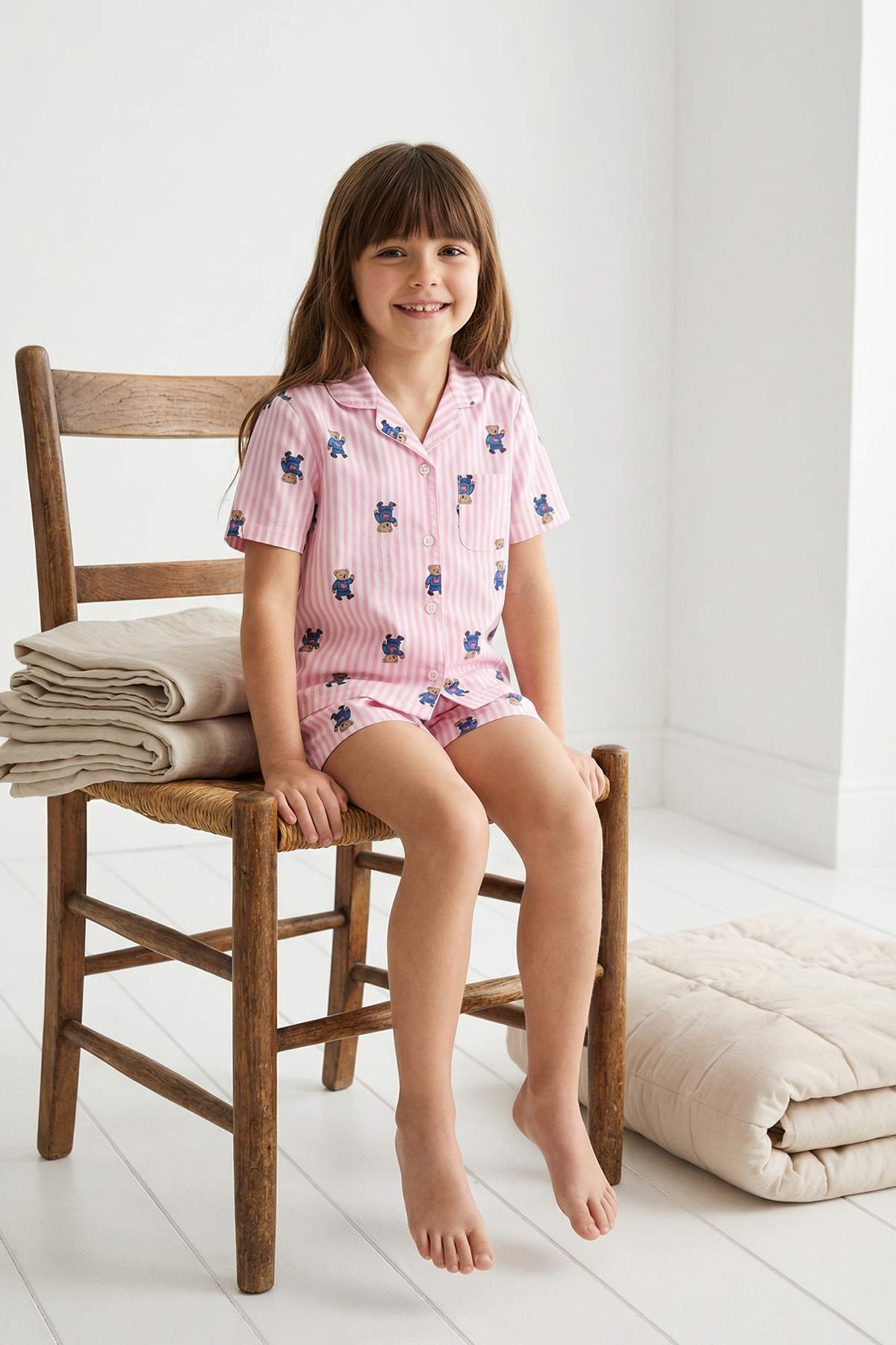 Girls' Pink Teddy Bear Pyjama Set
