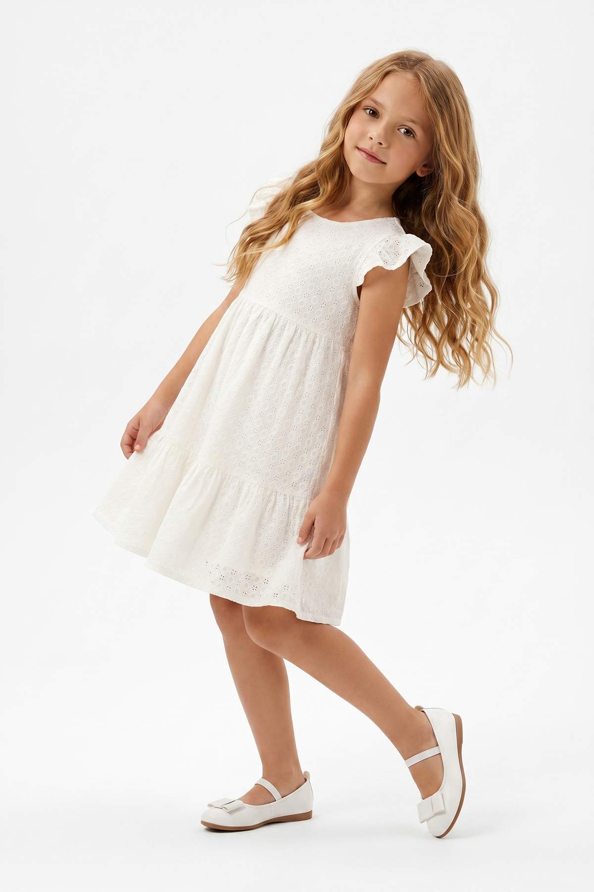 Girls' Cotton Plain Midi Dress