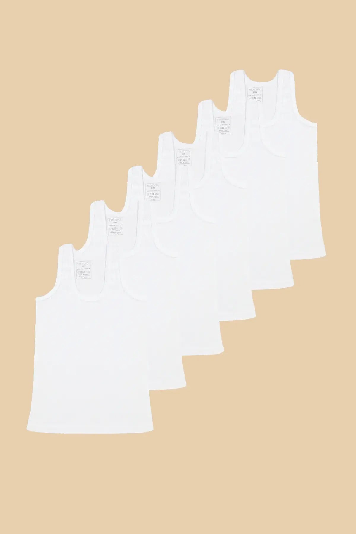 Kids' White Basic Cotton Vest 6-Pack