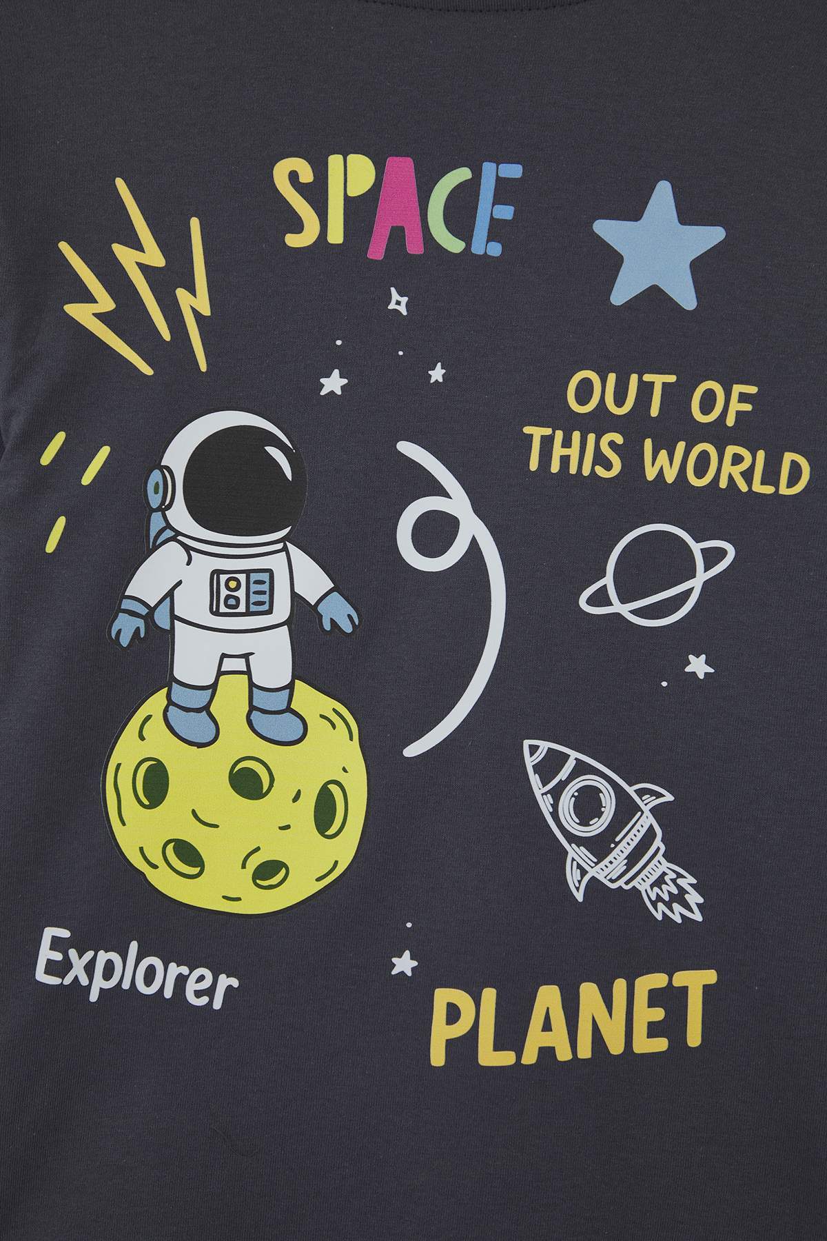 Boys' Charcoal Printed Cotton T-Shirt