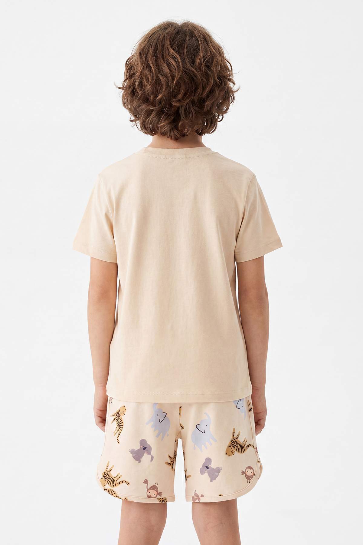 Boys' Stone Animal-Print Woven Pyjama Set
