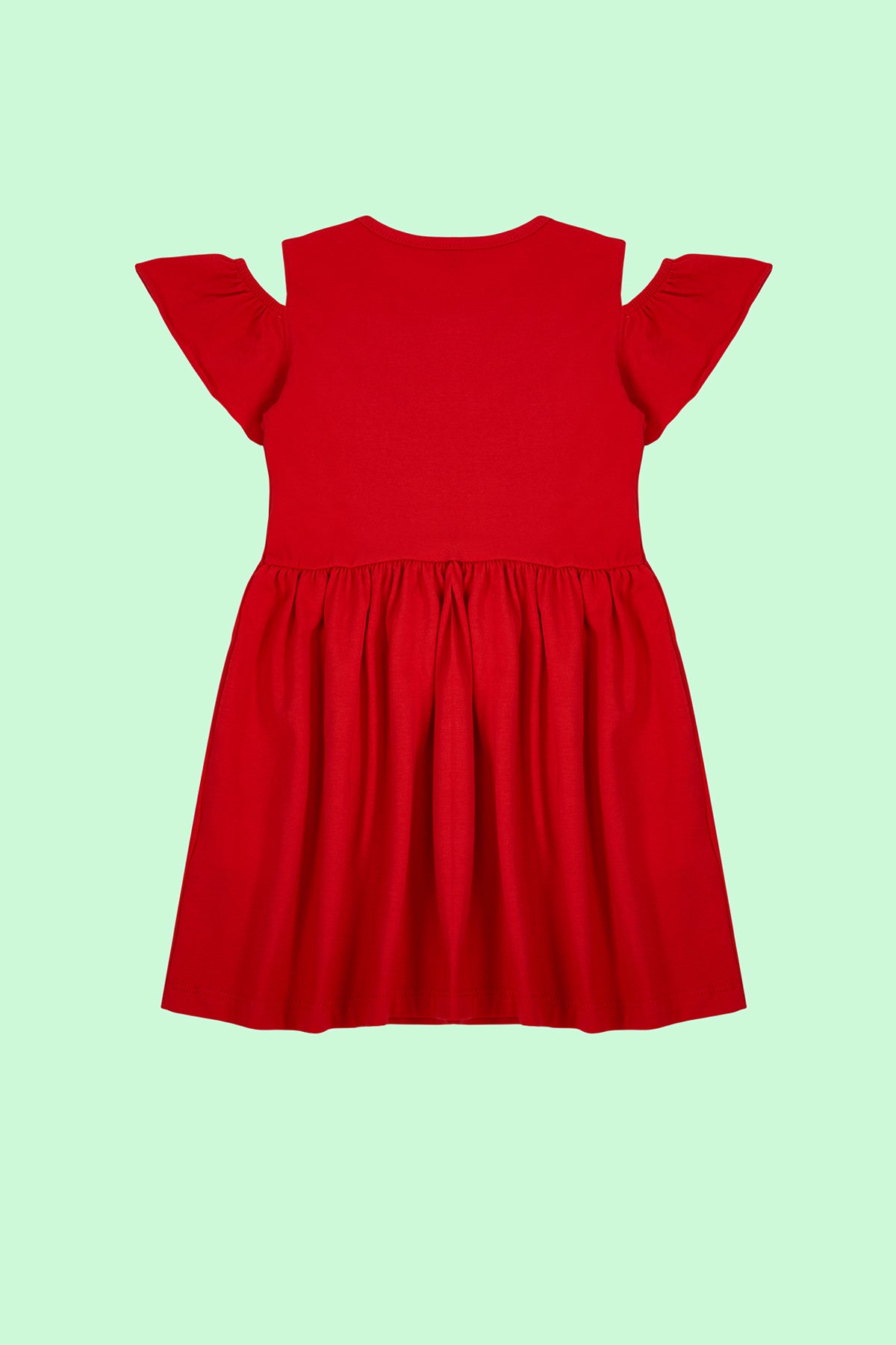 Girls' Red Cut-Out Shoulder Cotton Jersey Dress