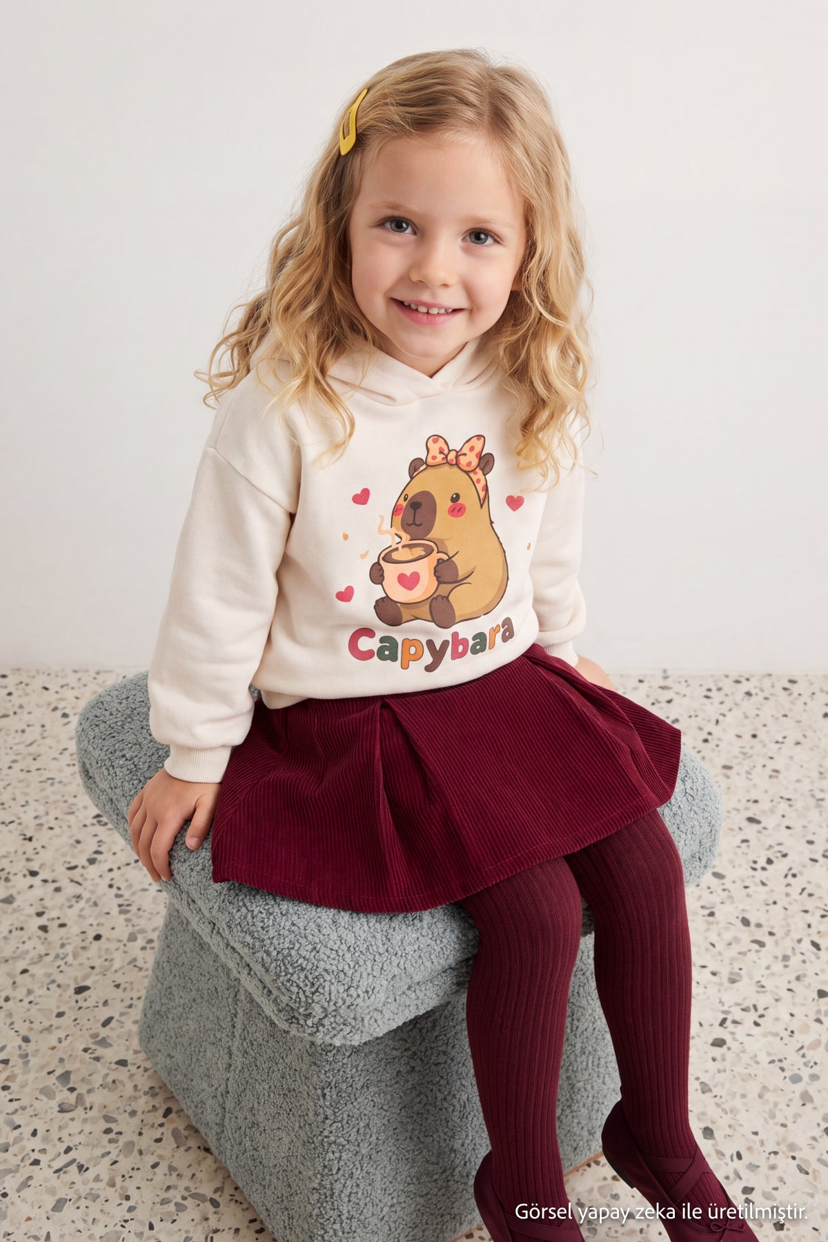 Girls' Ecru Capybara Sweatshirt
