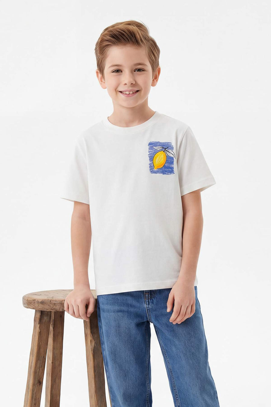 Boys' Ecru Printed T-Shirt