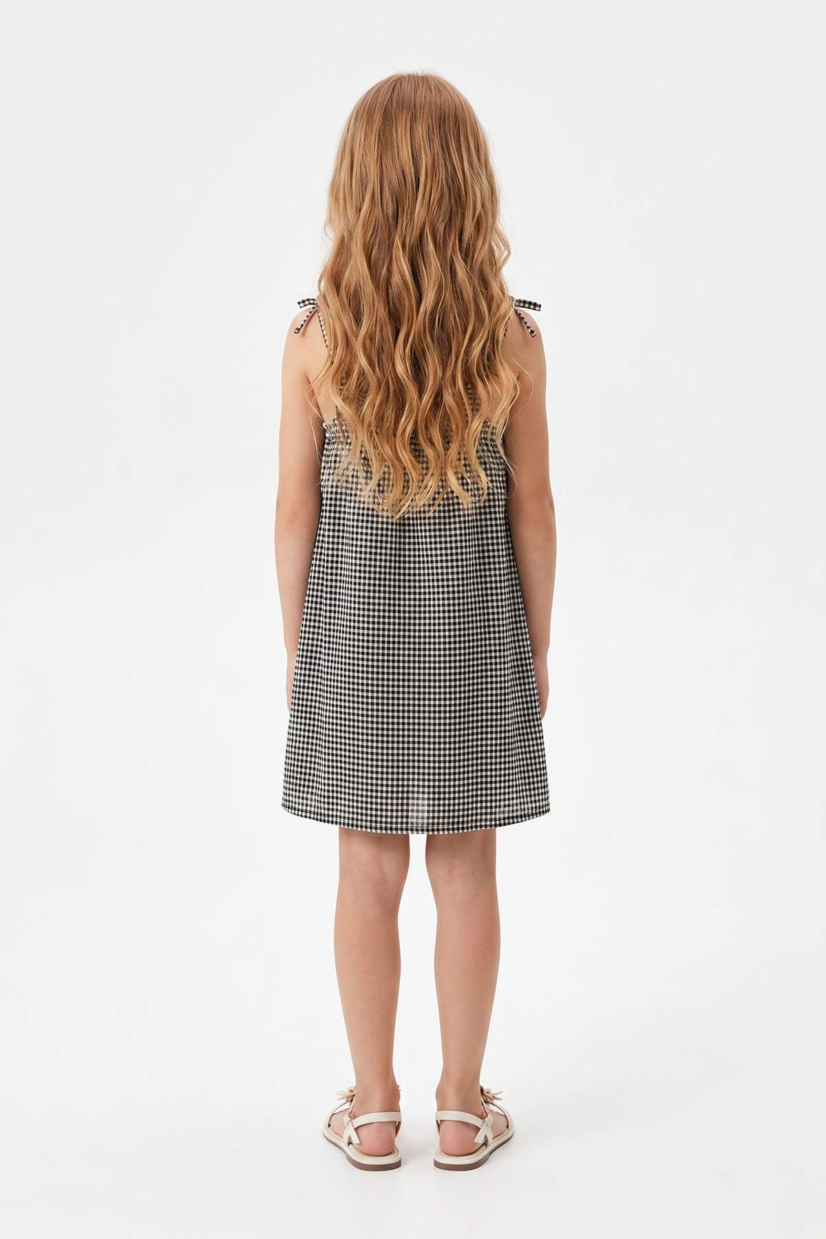 Girls' Black Plain Midi Dress