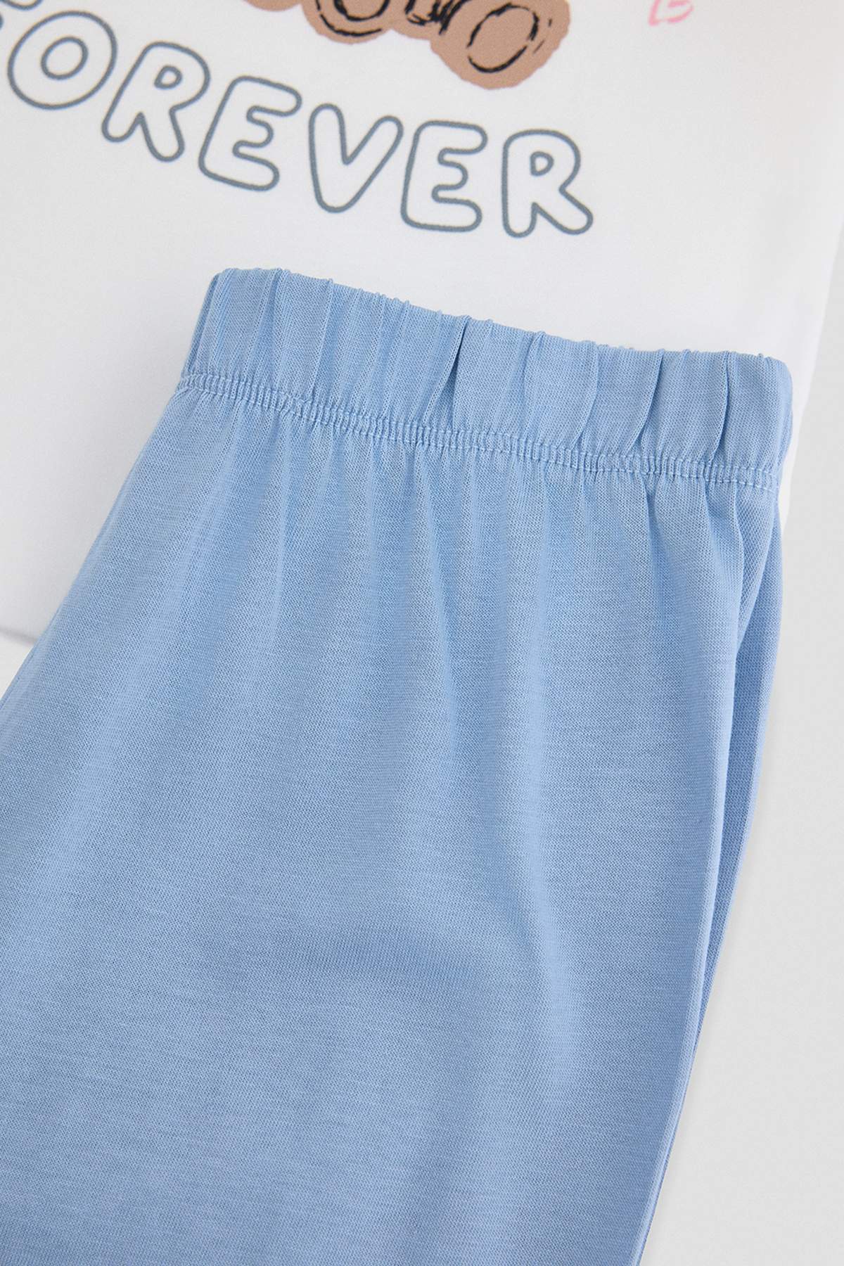 Girls' Ecru Teddy-Print Pyjama Set