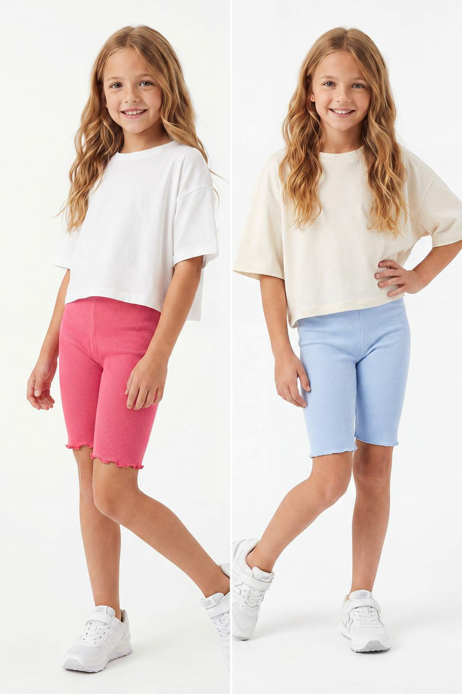 Girls' Pink Plain Leggings