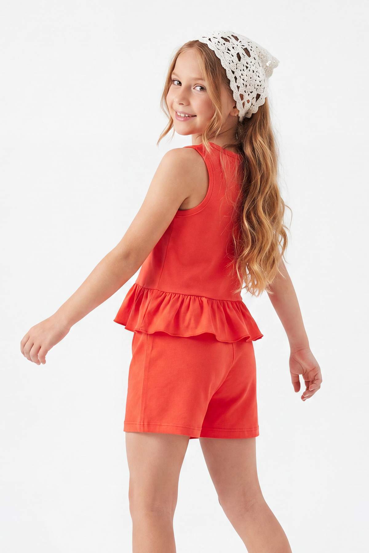 Girls' Cotton Ruffle Sleeveless Two-Piece Set