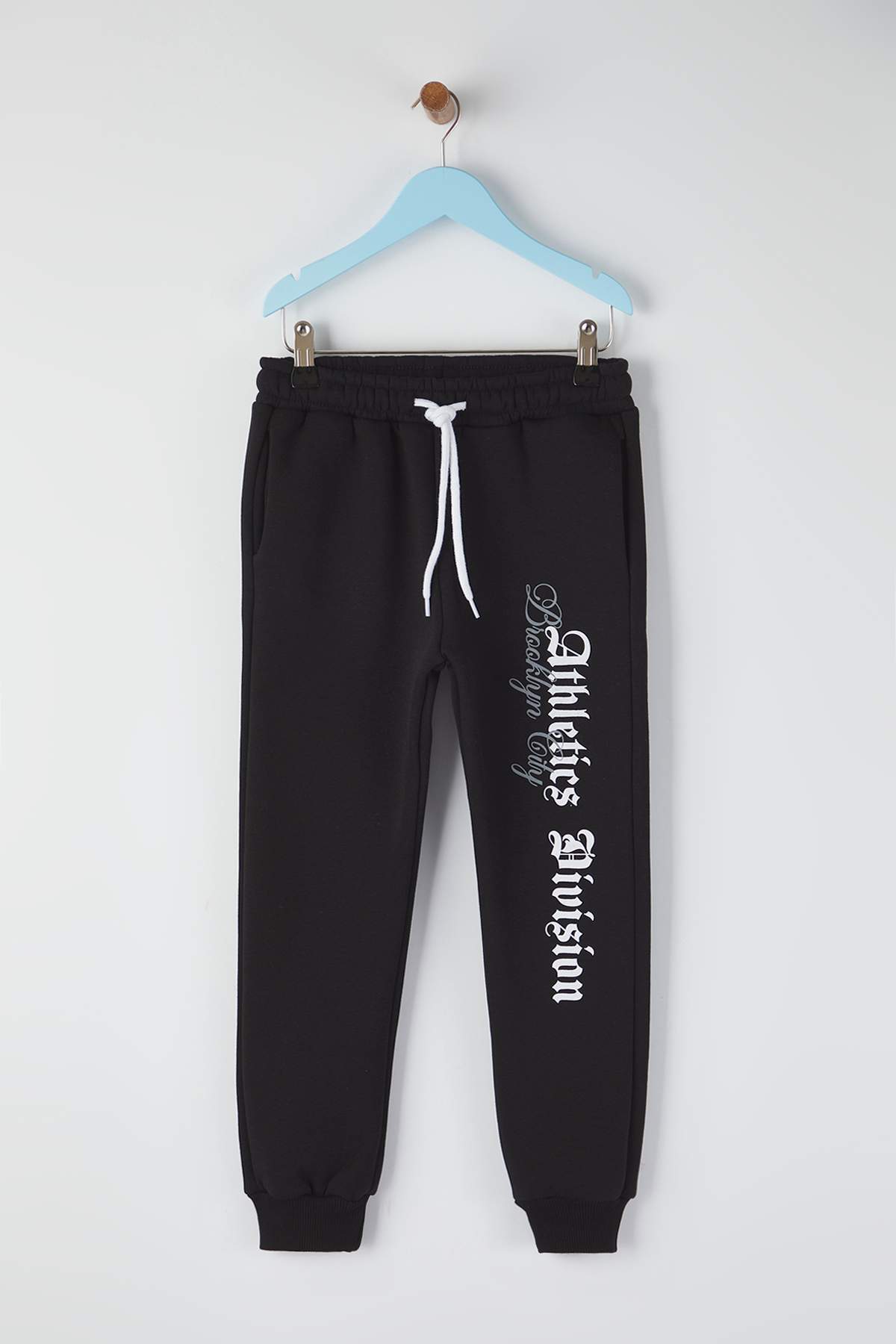 Boys' Black Printed Fleece-Lined Joggers