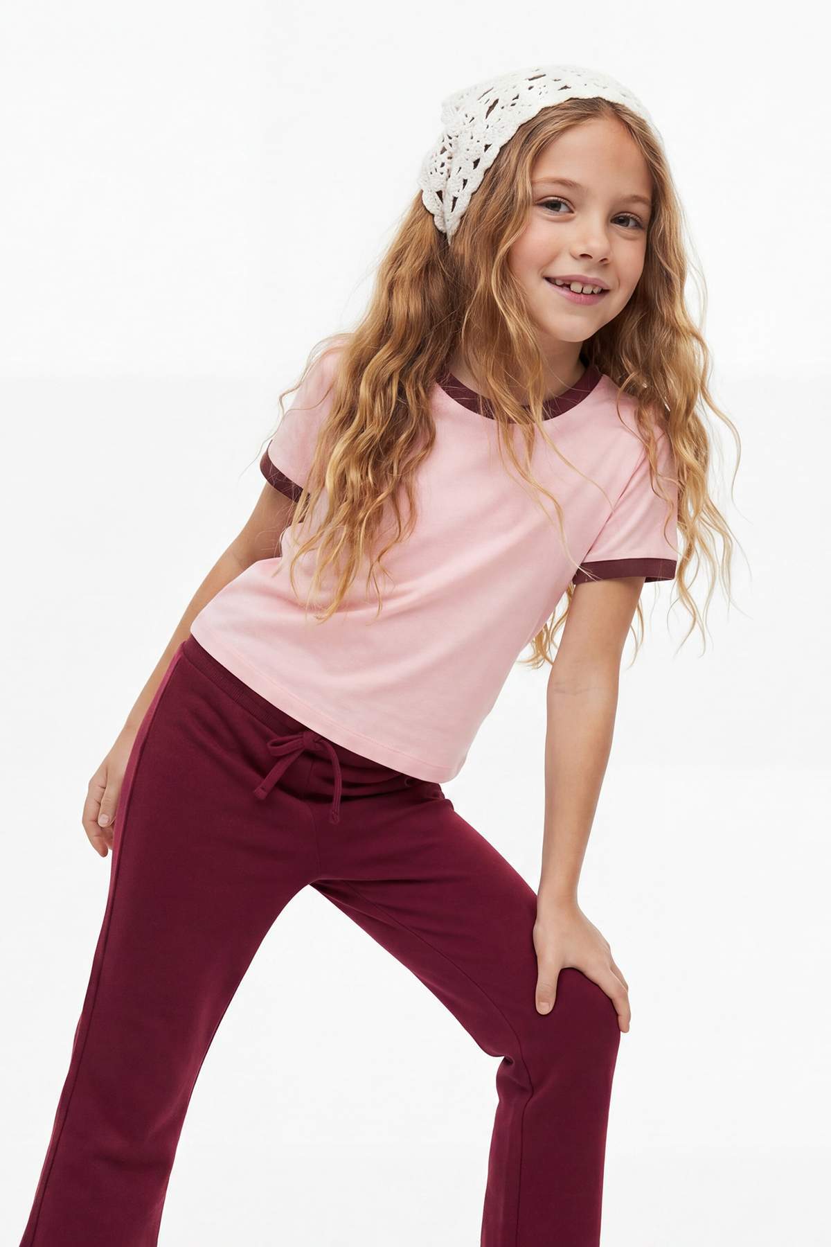 Girls' Pink & Ecru Plain T-Shirt 2-Pack