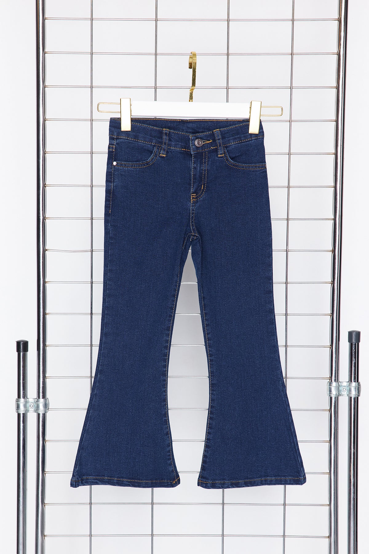 Girls' Dark Blue Flared Stretch Jeans