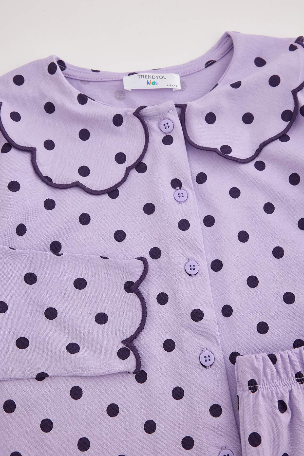 Girls' Lilac Polka-Dot Pyjama Set